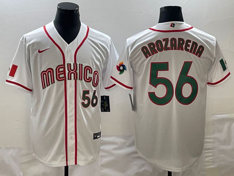 Men 2023 World Cub Mexico #56 Arozarena White green Nike MLB Jersey->more jerseys->MLB Jersey
